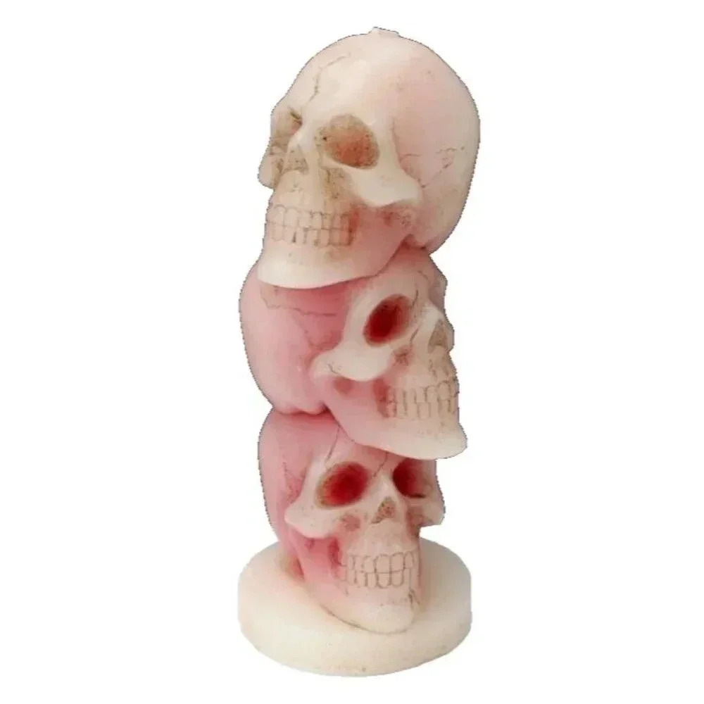 New White Stacking Skull Head Skeleton Gothic Halloween Candle Decorations Decor